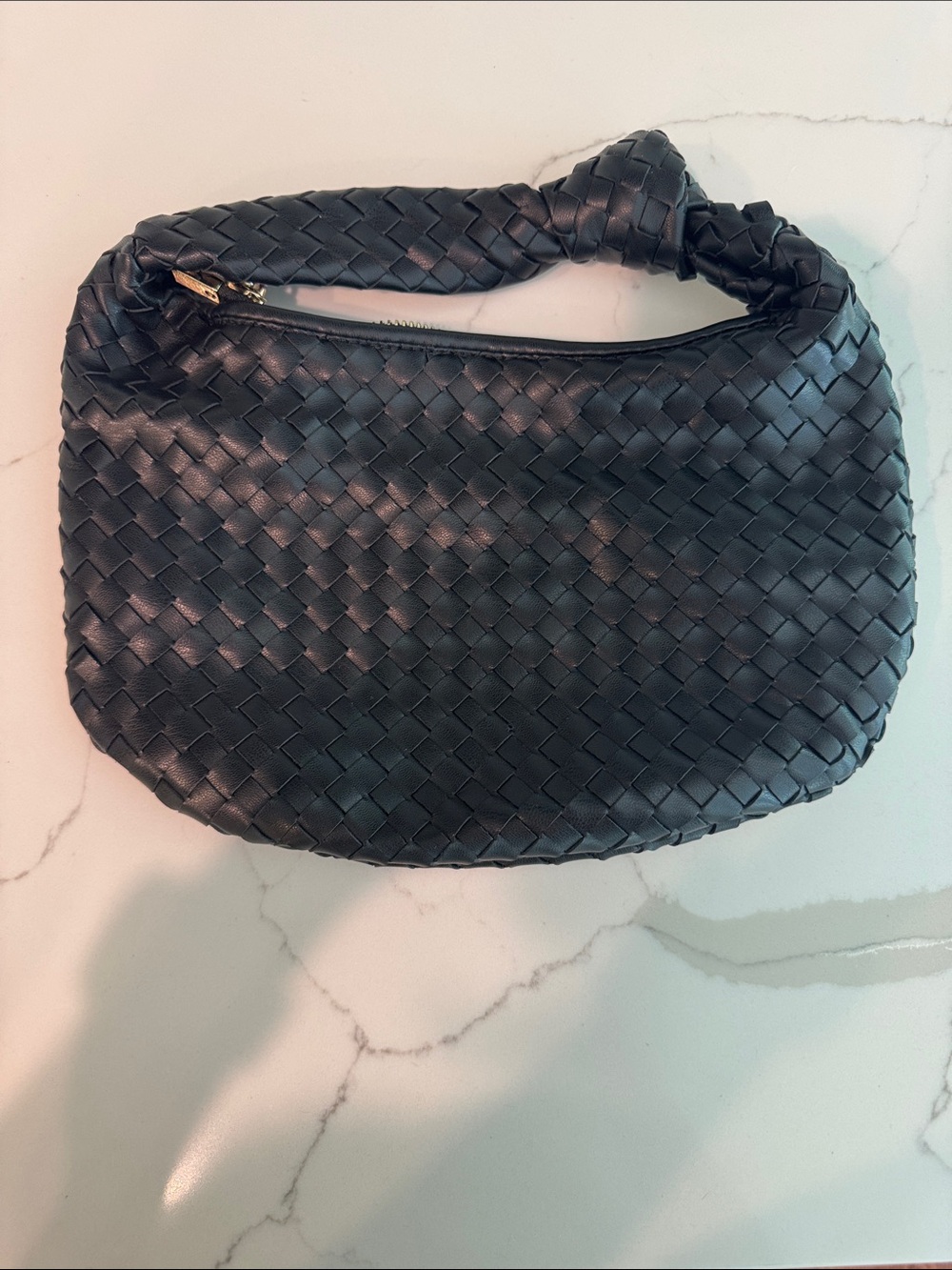 Melie Bianco Small Black Woven Bag